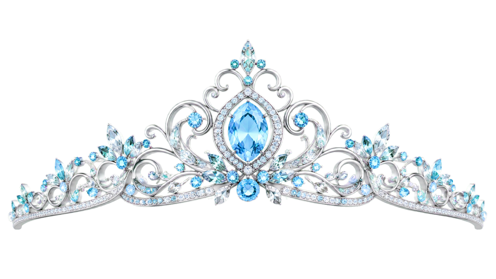 Corona plateada con piedras azules