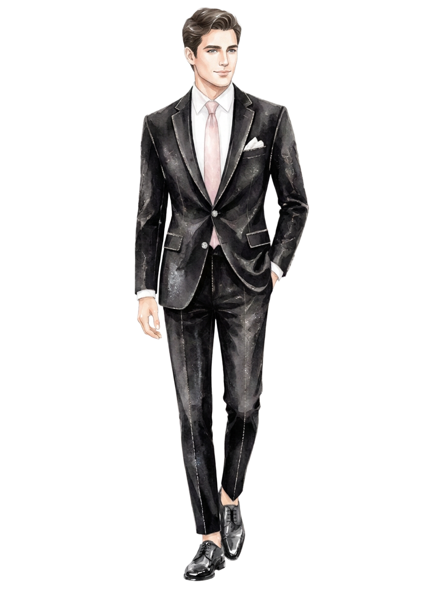 Traje formal negro con camisa blanca para hombre